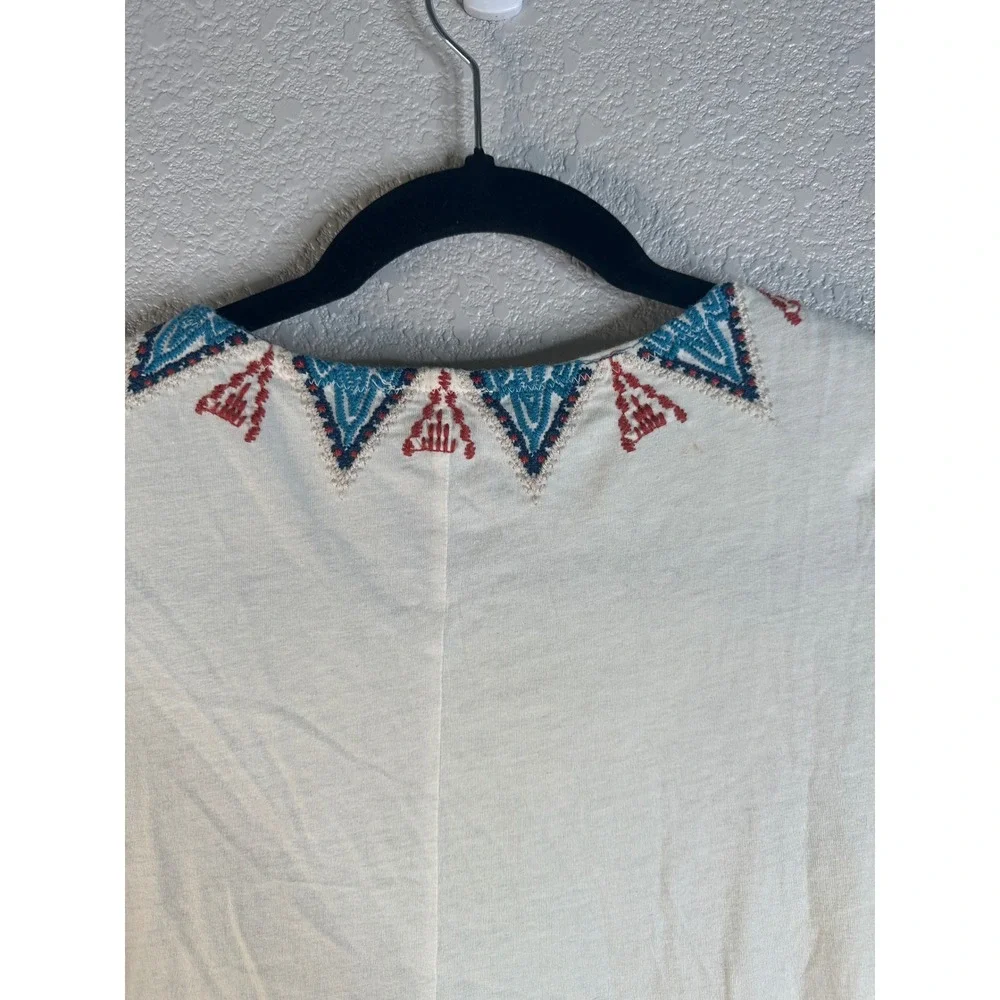 Johnny Was Women's Cream Embroidered Floral Boho Tunic Dress Size XS